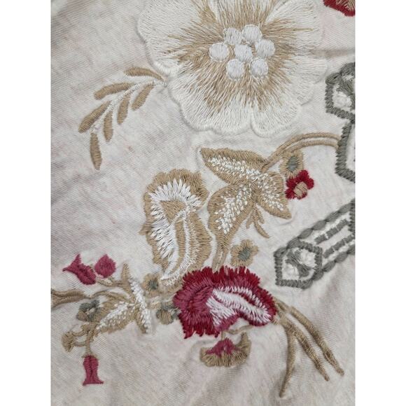 Karyn Seo Top Medium Tan Embroidered Floral Handmade Blouse Shirt - Picture 2 of 6